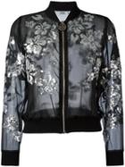 Gcds - Sequinned Flower Bomber Jacket - Women - Polyester - M, Black, Polyester