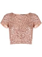Alice+olivia Sequin Cropped T-shirt - Pink