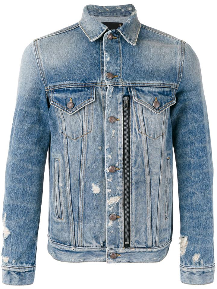 R13 Zipped Front Denim Jacket - Blue