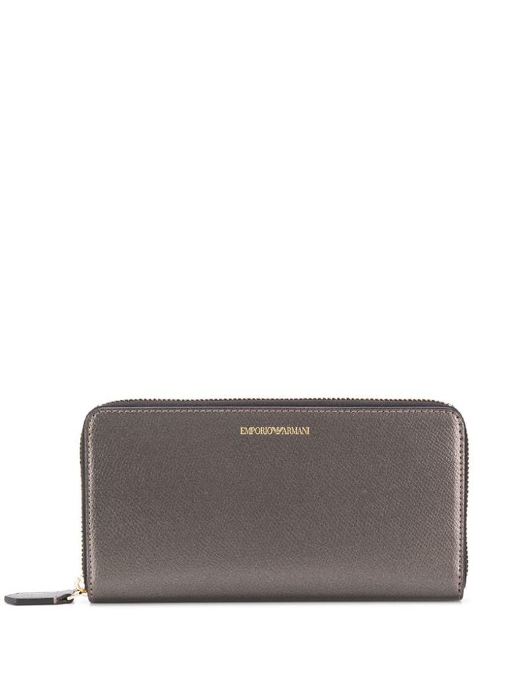 Emporio Armani Zipped Continental Wallet - Silver