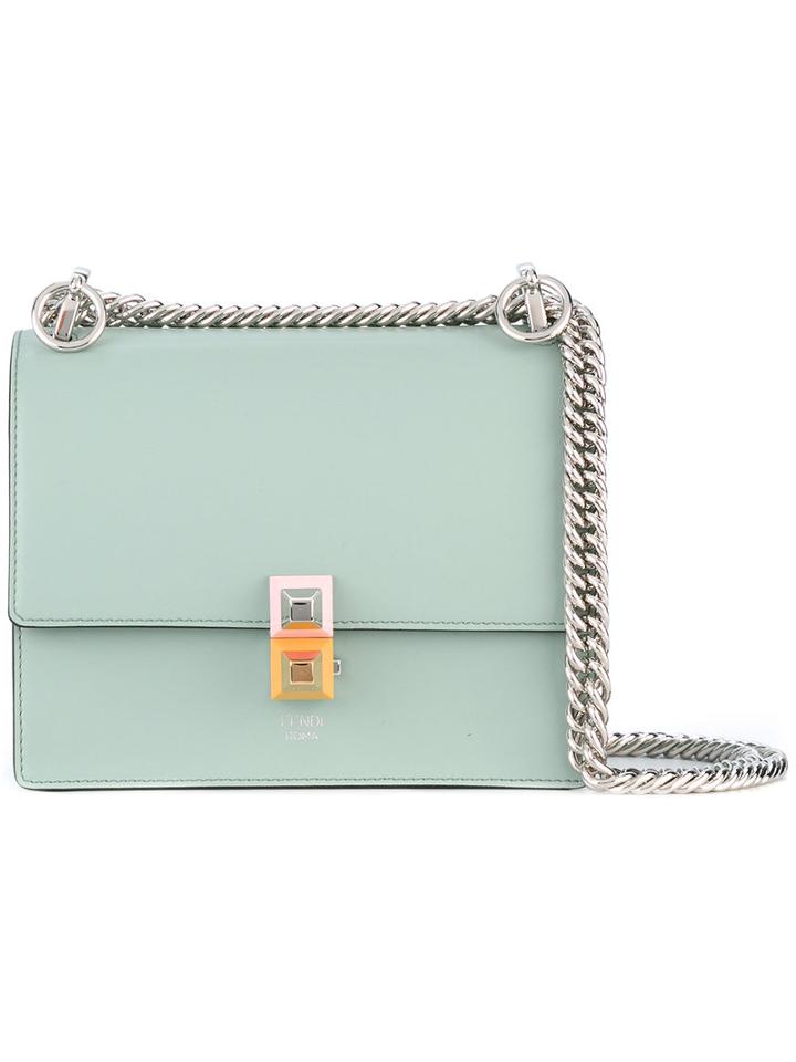 Fendi Chain Shoulder Bag, Women's, Green, Calf Leather