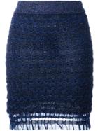 Kenzo - Lace Hem Skirt - Women - Polyamide/polyester/viscose/metallized Polyester - L, Women's, Blue, Polyamide/polyester/viscose/metallized Polyester