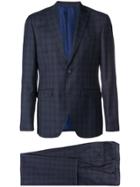 Etro Slim Fit Check Suit - Blue
