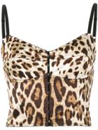 Dolce & Gabbana Leopard Print Bustier Top - Brown