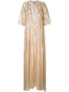 Carolina Herrera - Embroidered Kaftan - Women - Silk/lurex - S, Nude/neutrals, Silk/lurex