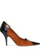 Burberry Brogue Detail Two-tone Suede And Leather Pumps - Brown