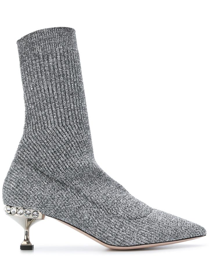 Miu Miu Metallic Sock Boots