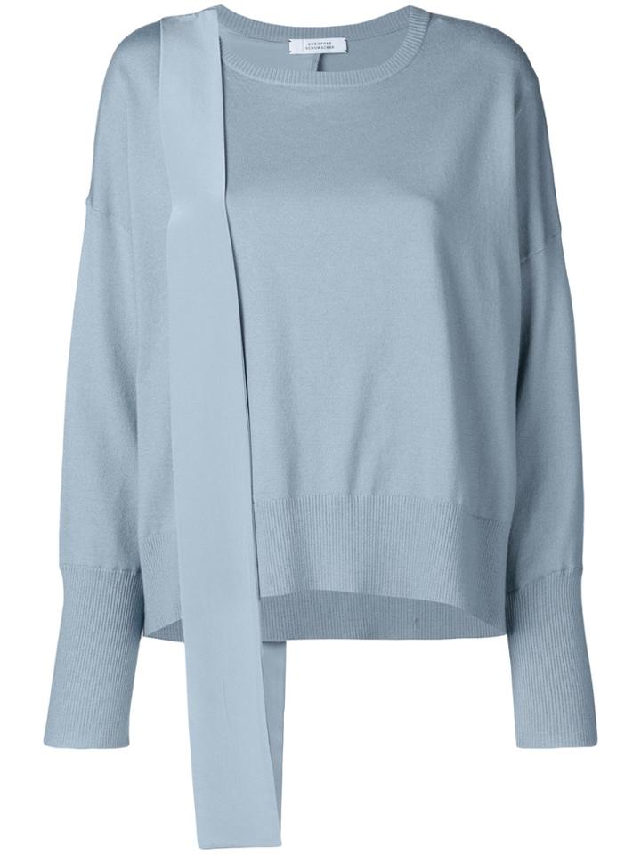 Dorothee Schumacher Mixed Fabric Paneled Knit Top - Blue