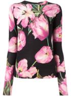 Dolce & Gabbana Tulip Print Jumper, Women's, Size: 40, Black, Silk/cashmere