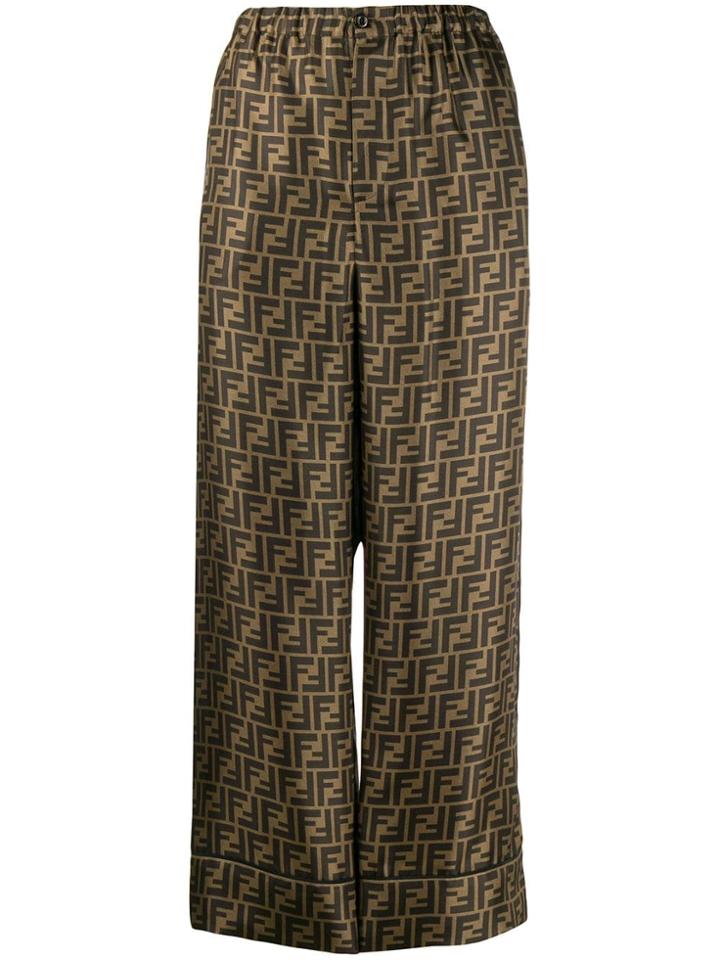 Fendi Cropped Palazzo Trousers - Black