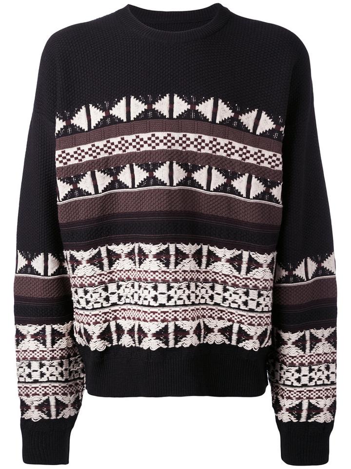 Maison Margiela - Patterned Crew Neck Jumper - Men - Cotton/wool - L, Black, Cotton/wool