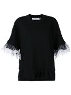 Preen By Thornton Bregazzi - Sheer & Lace Detail Blouse - Women - Silk/cotton - L, Black, Silk/cotton
