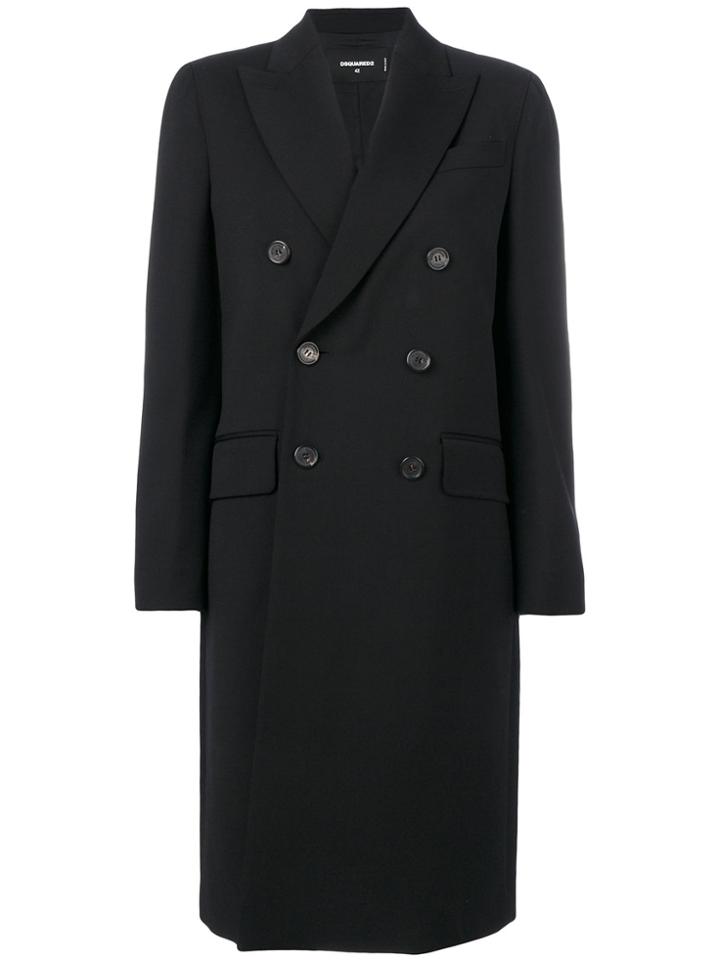 Dsquared2 Classic Buttoned Coat - Black