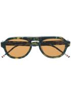 Thom Browne Eyewear Navy Tortoise Sunglasses - Blue