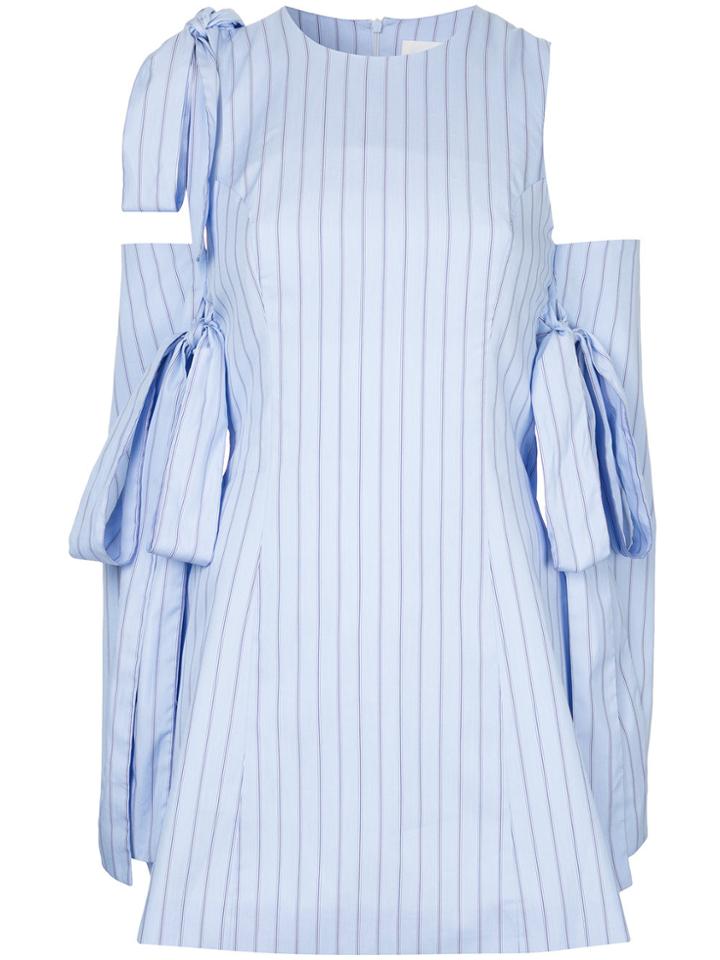 Strateas Carlucci Striped Cold Shoulder Dress - Blue