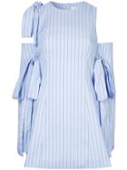 Strateas Carlucci Striped Cold Shoulder Dress - Blue