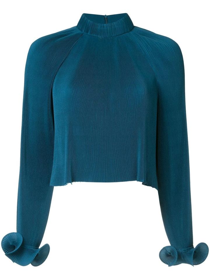 Tibi Pleated Cropped Top - Blue