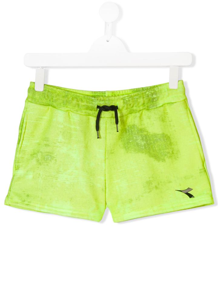 Diadora Junior Logo Print Shorts - Green