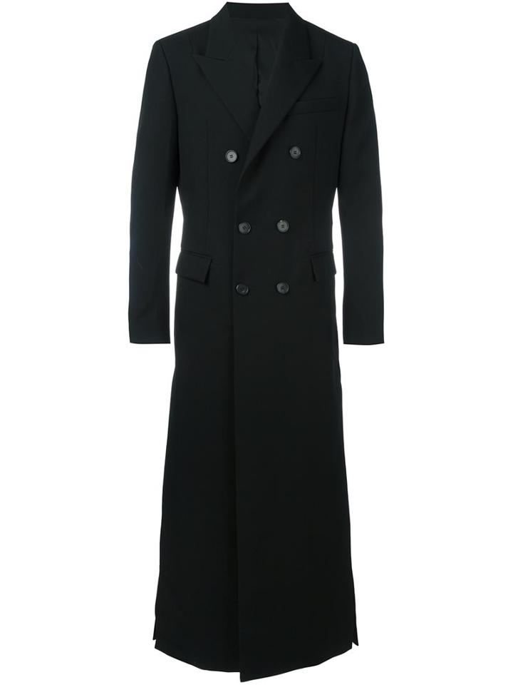 Juun.j Double Breasted Coat, Men's, Size: 44, Black, Polyester/rayon/wool