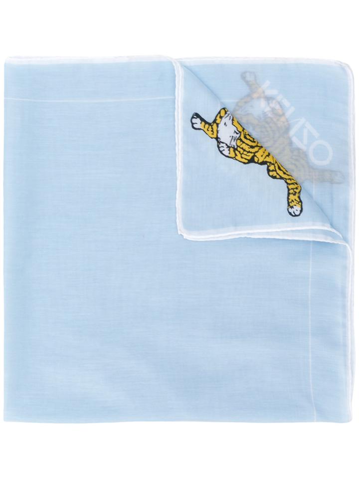 Kenzo Tiger Embroidered Scarf - Blue