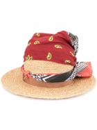 Borsalino Paisley Foulard Raffia Hat - Brown