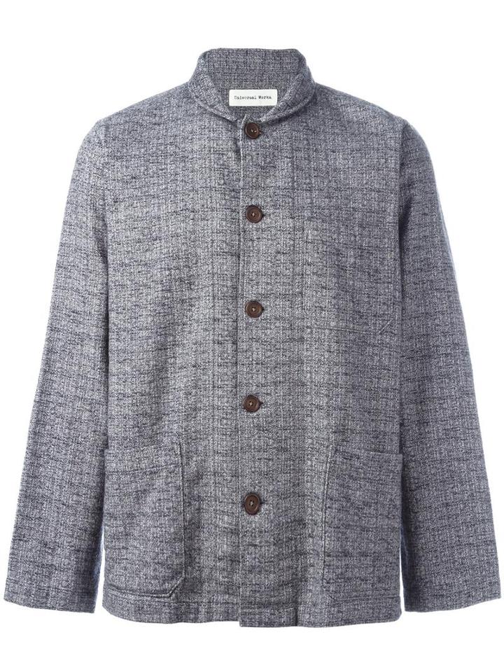 Shawl Collar Overshirt, Men's, Size: Large, Grey, Cotton, Universal Works