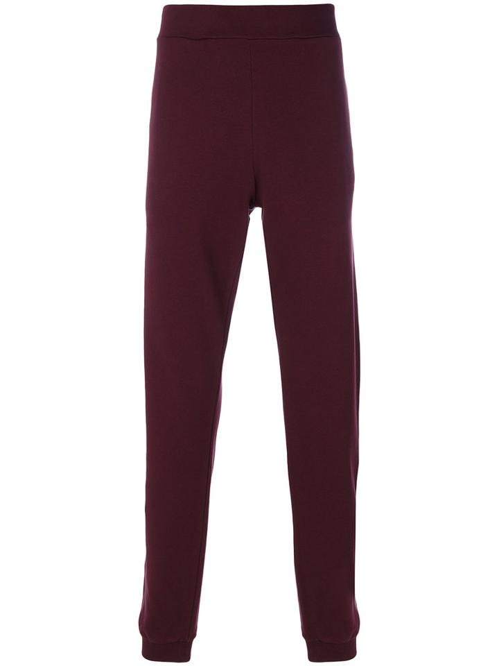 Maison Margiela - Slim Fit Track Pants - Men - Cotton/calf Leather - 46, Red, Cotton/calf Leather