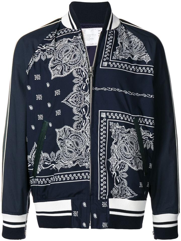 Sacai Bandana Printed Bomber Jacket - Blue