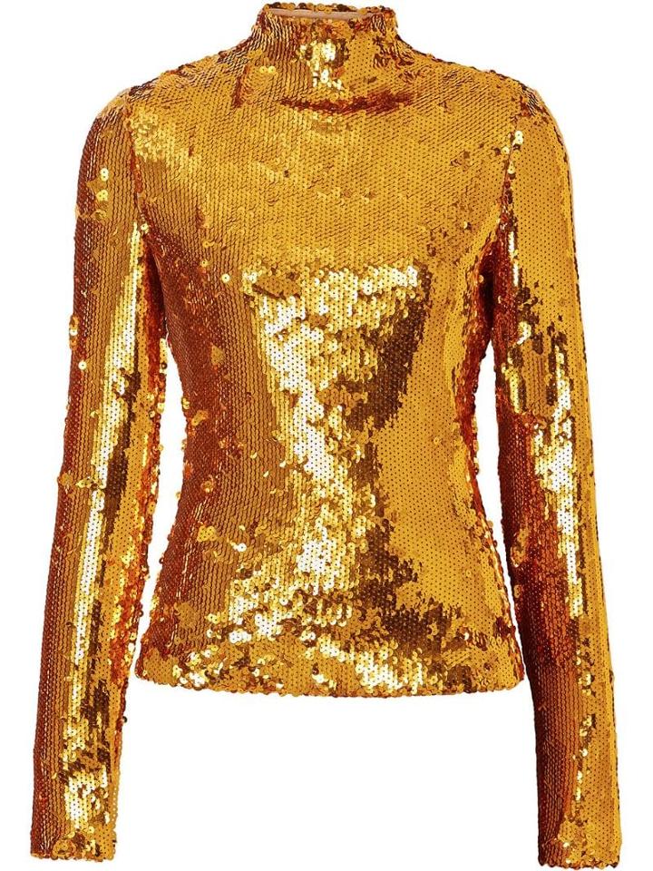 Burberry Sequinned Turtleneck Top - Gold