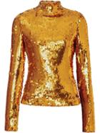Burberry Sequinned Turtleneck Top - Gold