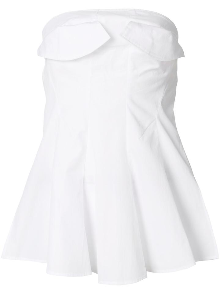 Y's Flared Strapless Top - White