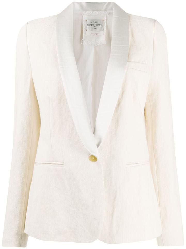 Forte Forte Contrasting Lapel Single-breasted Blazer - White