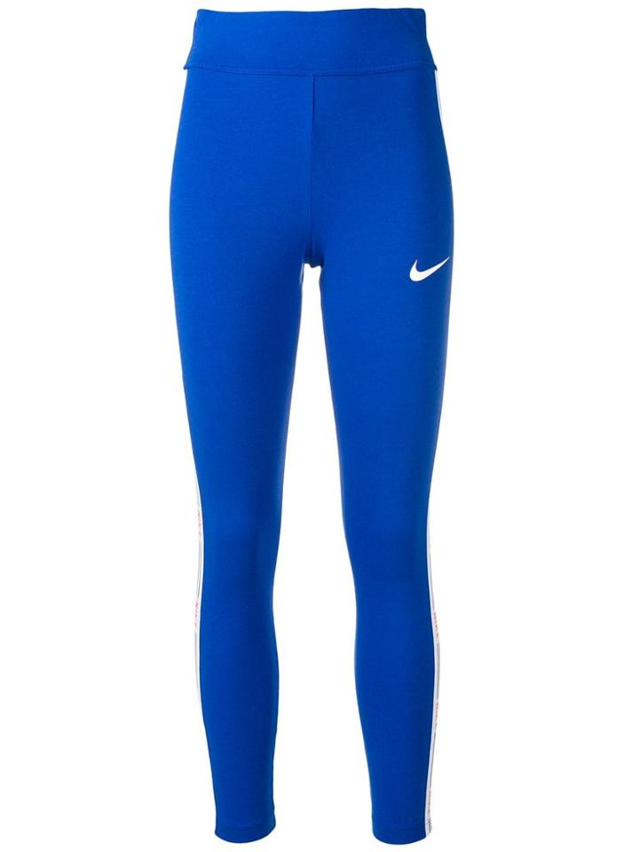 Nike Logo Trimmed Leggings - Blue