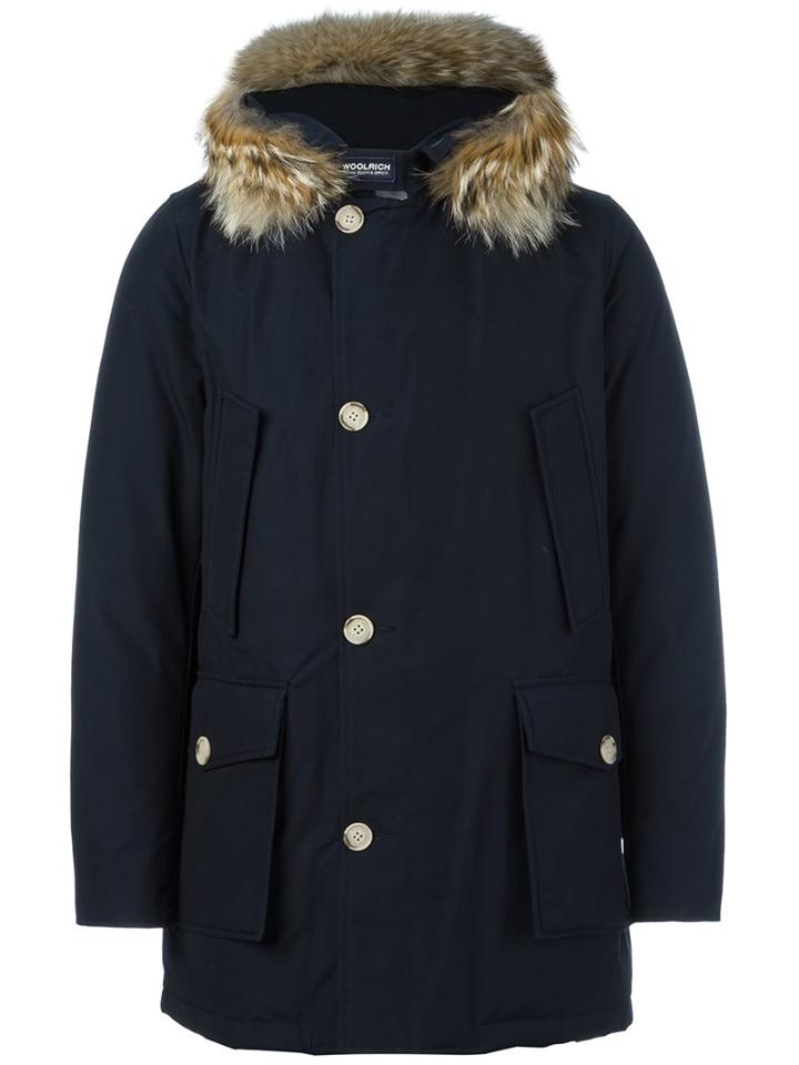 Woolrich Multi-pocket Parka Coat, Men's, Size: Xs, Blue, Cotton/feather Down/polyamide/feather