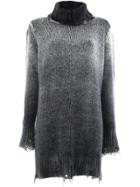 Avant Toi Distressed Overdyed Turtleneck Sweater - Grey