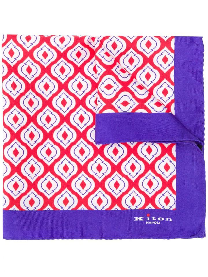 Kiton Geometric Pattern Foulard - Red
