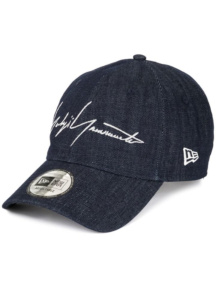 Yohji Yamamoto Embroidered Signature Denim Cap - Blue