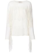 Mes Demoiselles Fringed Sweater - White