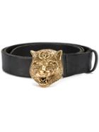 Gucci - Gg Animalier Buckle Belt - Men - Leather/brass - 95, Black, Leather/brass