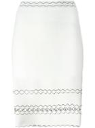 Alexander Mcqueen Wavy Embroidered Pencil Skirt, Women's, Size: Small, Nude/neutrals, Viscose/polyester