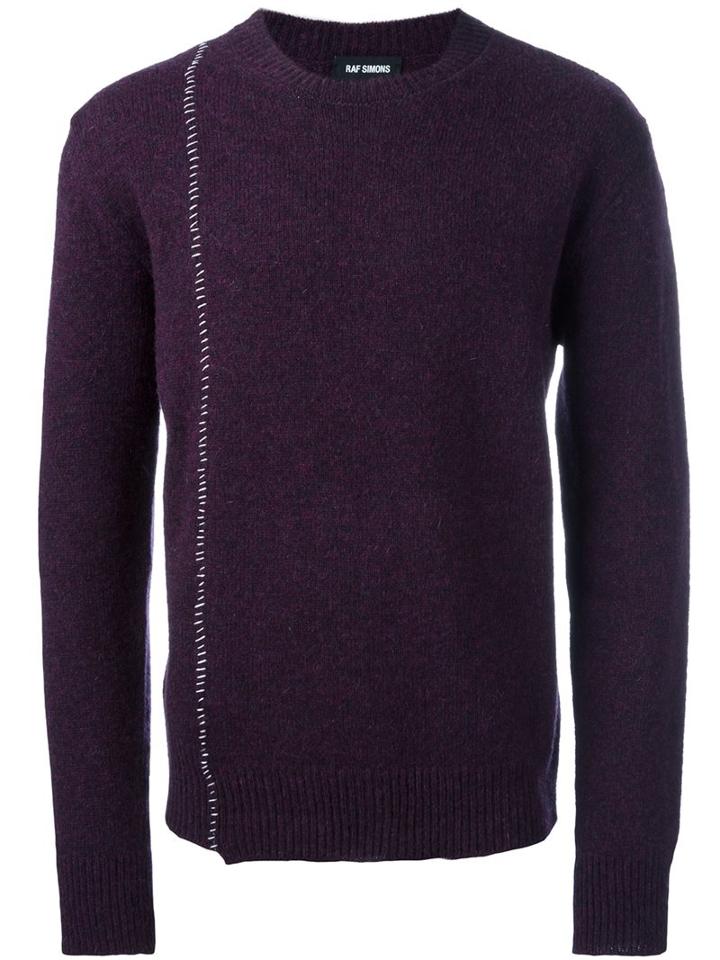 Raf Simons Stitch Detail Jumper, Men's, Size: Large, Pink/purple, Virgin Wool