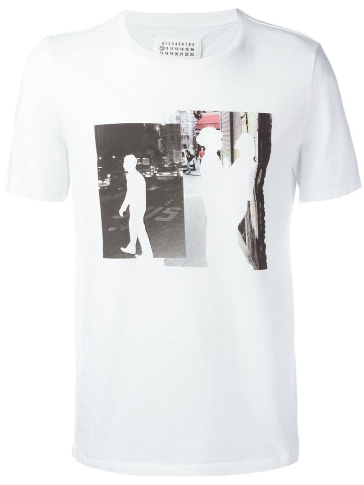 Maison Margiela Man Printed T-shirt, Men's, Size: 52, White, Cotton