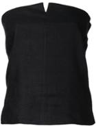 H Beauty & Youth - Slit Detail Strapless Blouse - Women - Linen/flax - S, Black, Linen/flax