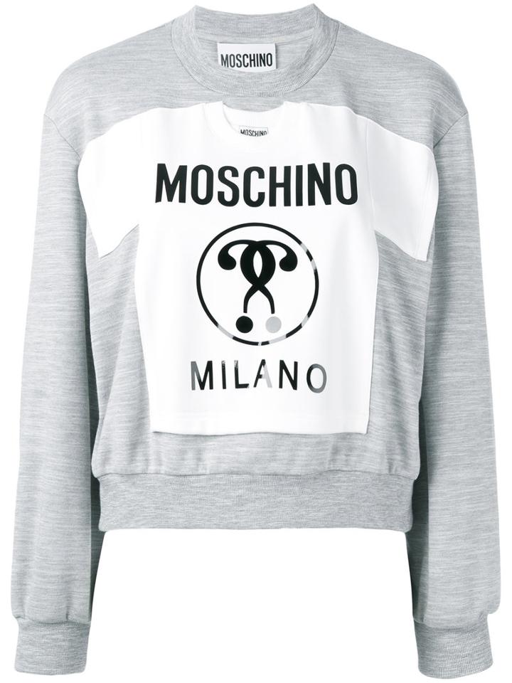 Moschino - Milano Patch Sweatshirt - Women - Polyester/viscose - 40, Women's, Grey, Polyester/viscose