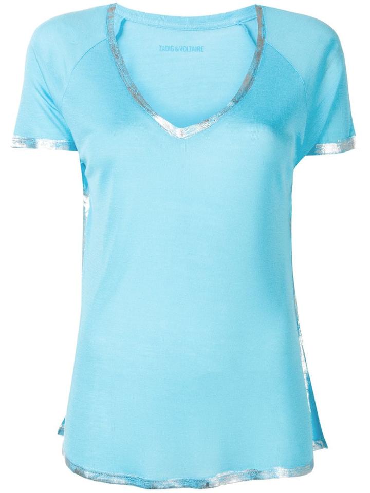 Zadig & Voltaire Classic T-shirt With Silver-tone Detailing - Blue