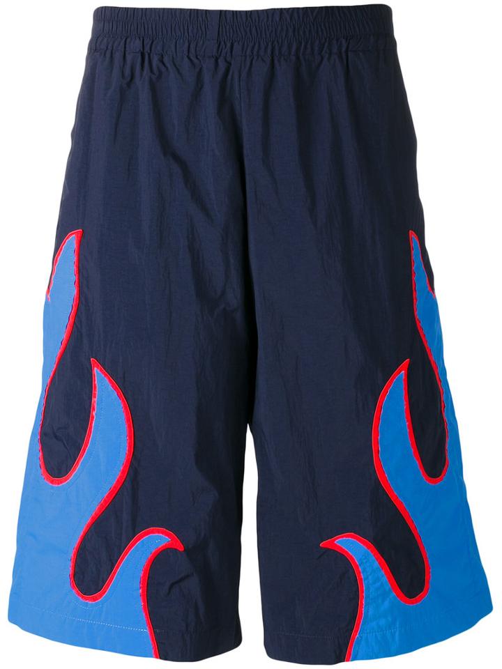 Msgm Appliqué Bermuda Shorts, Men's, Size: 48, Blue, Polyamide