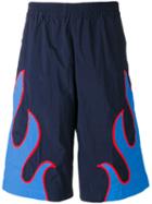 Msgm Appliqué Bermuda Shorts, Men's, Size: 48, Blue, Polyamide