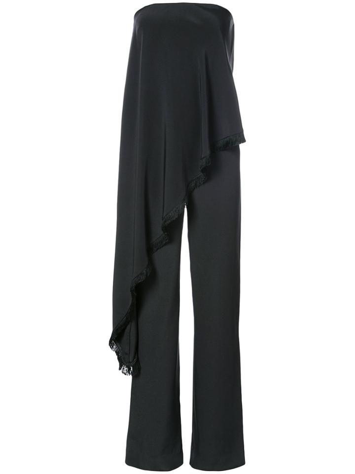 Adam Lippes Satin Crepe Jumpsuit With Asymmetrical Detail - Black