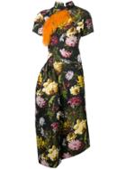 Preen By Thornton Bregazzi Contrast Floral Midi Dress - Black
