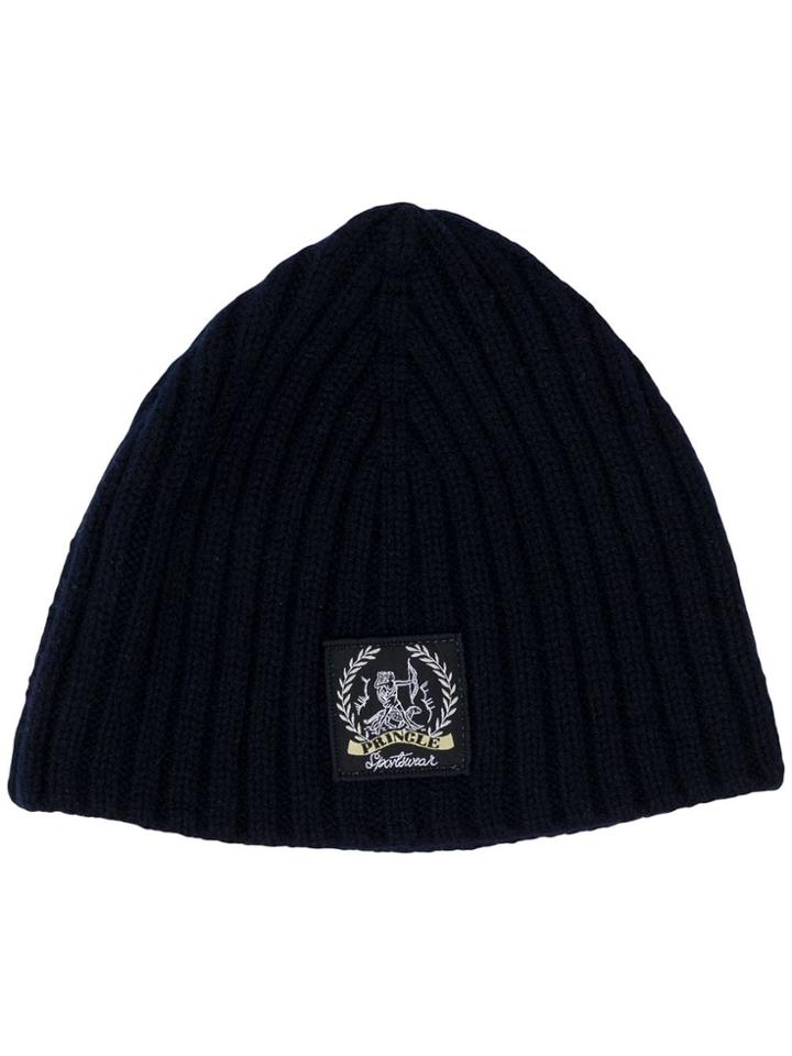 Pringle Of Scotland Cashmere Logo Beanie - Blue